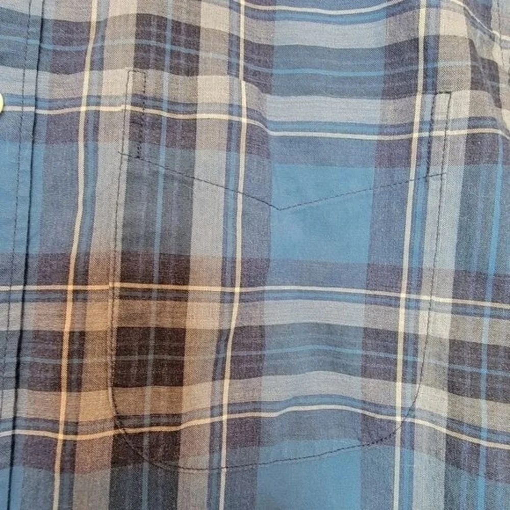 J.CREW Blue Plaid Button Up Long Sleeve Shirt Slim Fit Men's Small Cotton Oxford